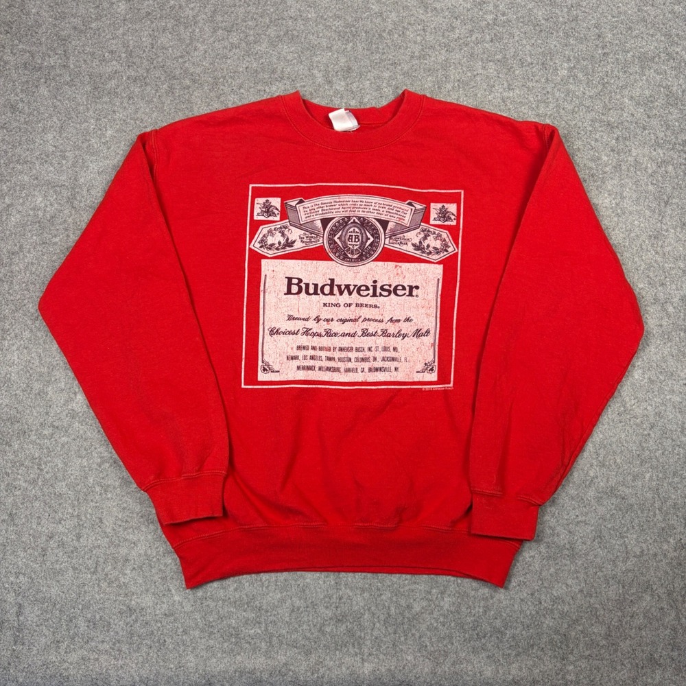 Junk Food Budweiser Sweatshirt Red Graphic King of Beers Pullover Small